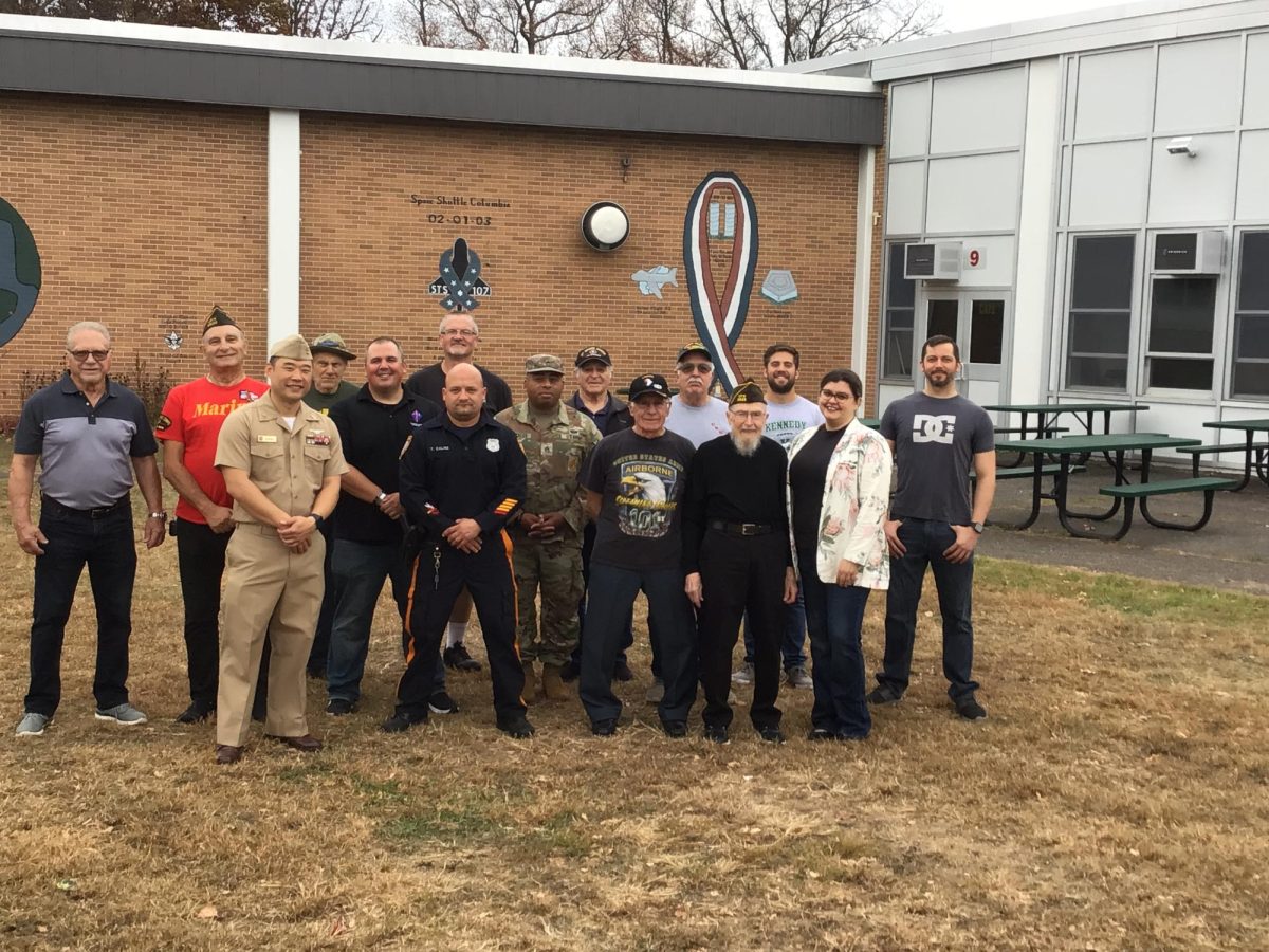 Veterans came to Iselin Middle School (IMS) on November 1 2024 to tell the 8th graders about the importance of soldiers and the stories that come with it. (Photo by Mr.Goldburg)