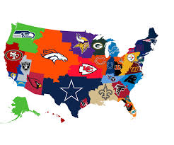 NFL fan map based on all 32 NFL teams (from reddit)