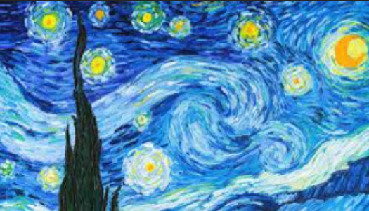 A picture of a famous painting ”The Starry Nights” (painted by Vincent van Gogh)
