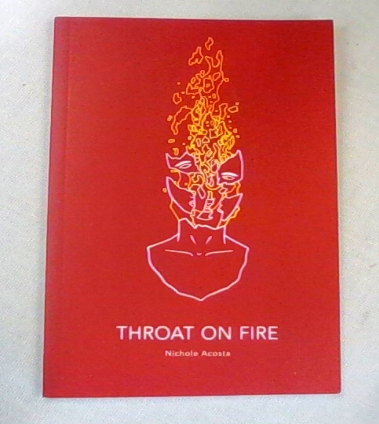 Photo of Nichole Acosta's book titled "Throat on fire" ( Photo from: Naya Auguste)